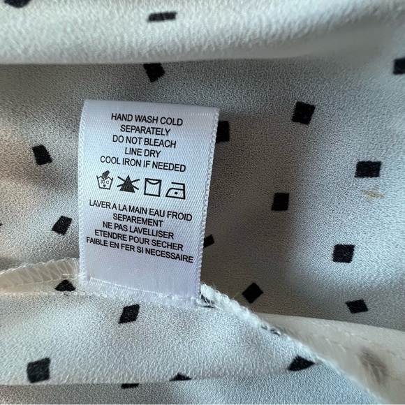 Anthropologie Pleione Top Womens Xs White Black Abstract Oversized Blouse - Picture 8 of 8